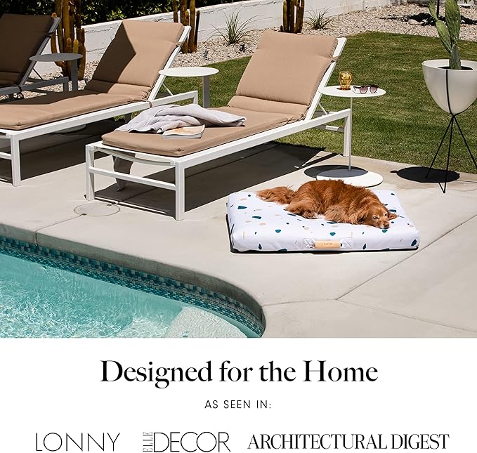 LAY LO Pets Dog Bed Cover/Washable & Durable Replacement Dog Bed Cover/DIY Eco-Friendly Dog Bed Cover/Stuffable Dog Bed Cover/Cover ONLY (Large, White Terrazzo)