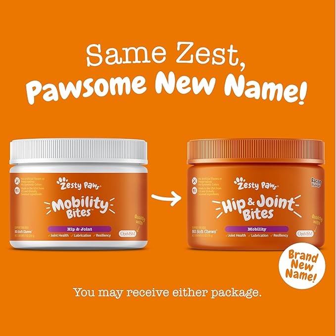 Zesty Paws Hip and Joint for Dogs, Glucosamine for Dogs Hip and Joint Supplement with Chondroitin, MSM, Vitamins C & E - Bacon, 50 Count