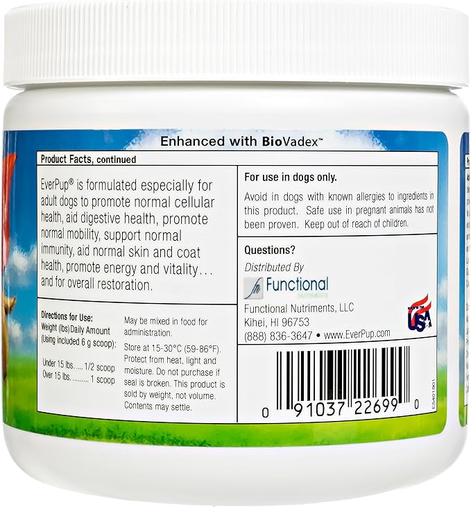 EverPup Ultimate Daily Dog Supplement with Glucosamine, Prebiotics, Probiotics, Apoptogens, Vitamins and Minerals for Healthy Joints, Immunity, Digestion, Skin Health