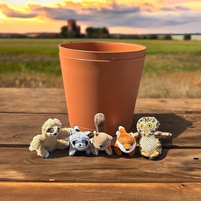 Hide and Seek Dog Toy, Stuffed Animal Tree House, Burrow Dog Toy, Squeaky Hide and Seek. (5 Pack - Squirrel, Fox, Sloth, Raccoon, Owl, Replacement Animals)