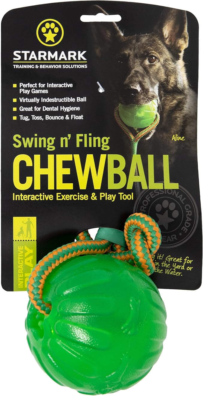 Starmark Everlasting Fun Ball on a Rope Dog Toy,Greens,Medium/Large