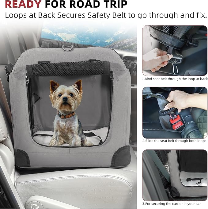 Petprsco Extra Large Cat Carrier for 2 Cats Small Medium Dogs,Soft Sided Pet Carrier 24x17x17 for Car Travel with Collapsible Litter Box, Warm Blanket, Foldable Bowl and Washable Pad