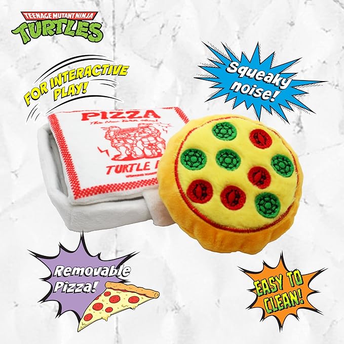 Teenage Mutant Ninja Turtle Official Merchandise | TMNT Toys | Nesting Plush Dog Toy | Pizza Box with Pizza Slices | Great for Interactive Play