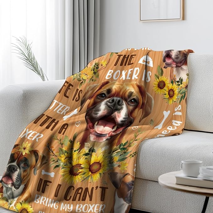 Boxer Dog Gifts for Women Men, Soft Flannel Boxer Blanket Gifts for Boxers Fighters, Ideal Boxer Gifts for Dog Lovers, Boxer Lover Gifts for Boxer Dog Blanket on Birthday, 50"x60"