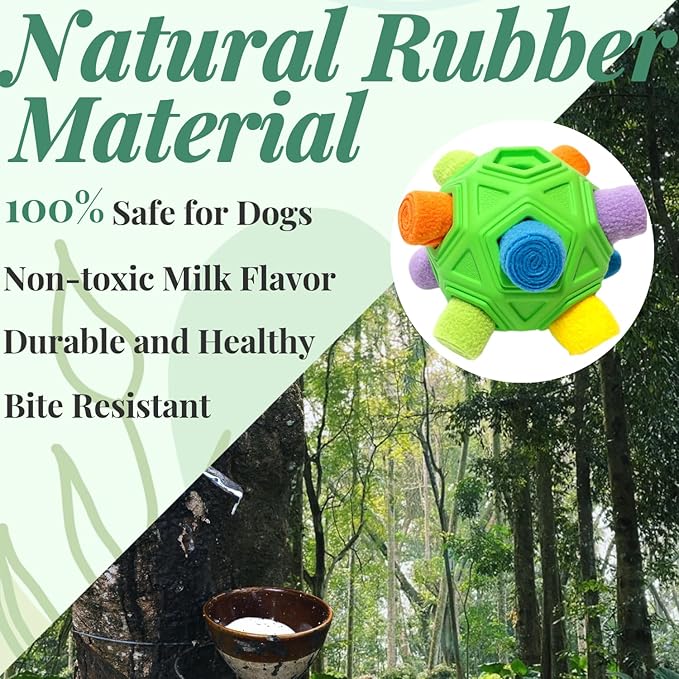 Snuffle Ball for Dog Toys Unbreakable Upgrade Ball Interactive Toy Foraging Snuffle Mat Puppy Treat Dispenser Slow Feeder Dog Puzzle Toys for Small, Medium, Large Pets (Green Rainbow)