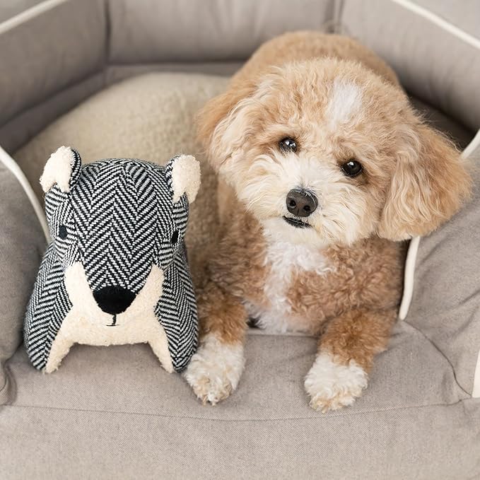 Harry Barker Durable Plush Dog Toys, Herringbone Bear Toy