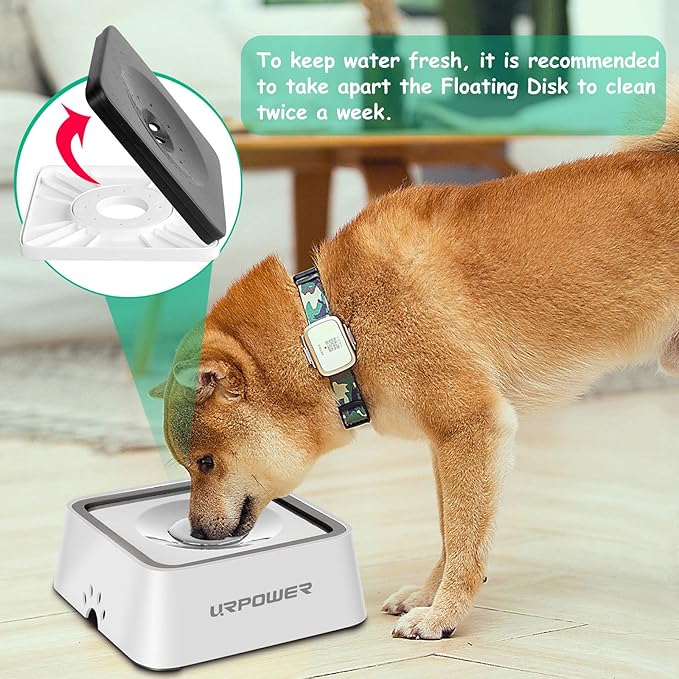 URPOWER 2.5L Dog Water Bowl 85oz Large Capacity Dog Bowls No Spill Pet Water Dispenser for Messy Drinkers Splash Proof Slow Feeder Vehicle Carried Travel Bowl for Dogs, Cats &Pets
