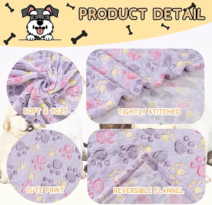 Dog Blankets for Dogs, 3 Pack Large Blanket Medium Blanket Dog Cat Soft Fuzzy Blankets Washable,Comfort Flannel,Fuzzy Soft Blankets for Dogs,Pet Blanket,Reversible Cow Print,41 x 31 inch,Black