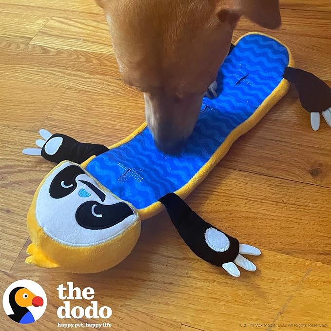 The Dodo Sloth Puzzle Pocket Toy for Dogs, Roll Up for More Difficulty or Unroll for a Larger Toy; Treat Hide Enrichment Toy; Treat Dispenser Dog Toy; Sloth Dog Toy;