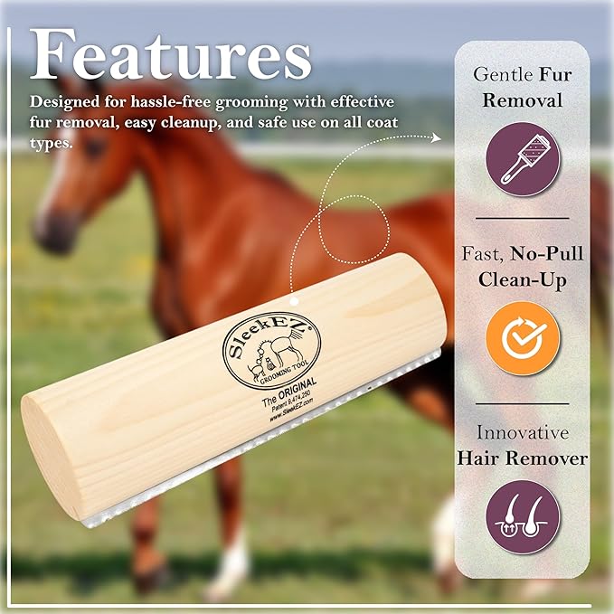 SleekEZ Deshedding Grooming Tool | Horse Brush Deshedder for Horse Grooming Kit | Pet Hair Removal Tool | Curry Comb | Deshedding Brush | Shedding Comb | Works on All Hair Types | Made in USA