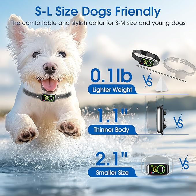 Bark Collar, Smart Dog Bark Collar, Automatic Bark Collar for Small Dogs 5-15lbs, Medium, Large Dogs, Humane Stop Anti-Barking with Beep, Vibration & 7 Adjustable Sensitivity, IP67 2 Pack