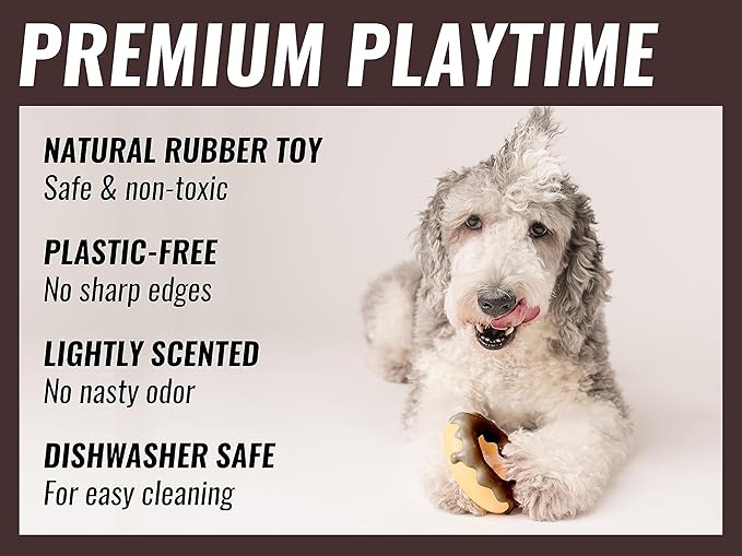 Donut Dog Toys - for Aggressive Chewers Durable Chew Toy Rubber Large Dogs & Medium Tough Heavy Duty Birthday Gift (1 x Brown)