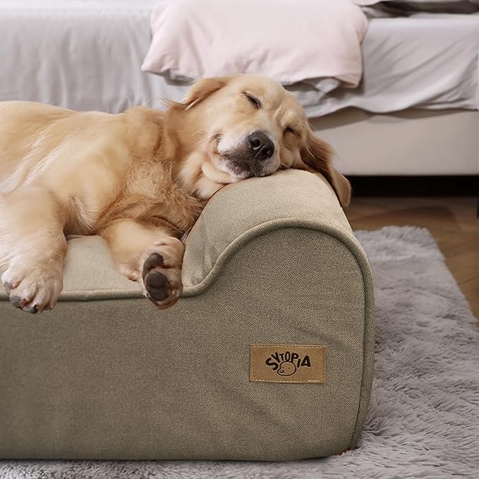 Sytopia XXL Memory Foam Dog Bed, 7 Inch Thick Extra Large Orthopedic Couch for Senior Dogs Over 100 Pounds, Water Resistant and Washable Cover, Liner, Grey