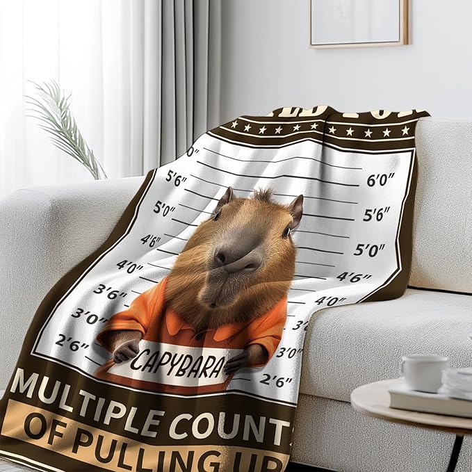 Capybaras Blanket Gift, Cute Capybara Gifts for Women Men, Soft Flannel Capybaras Throw Blanket on Sofa Couch Bed, Capybaras Birthday Gifts Ideas, 50" x 60"