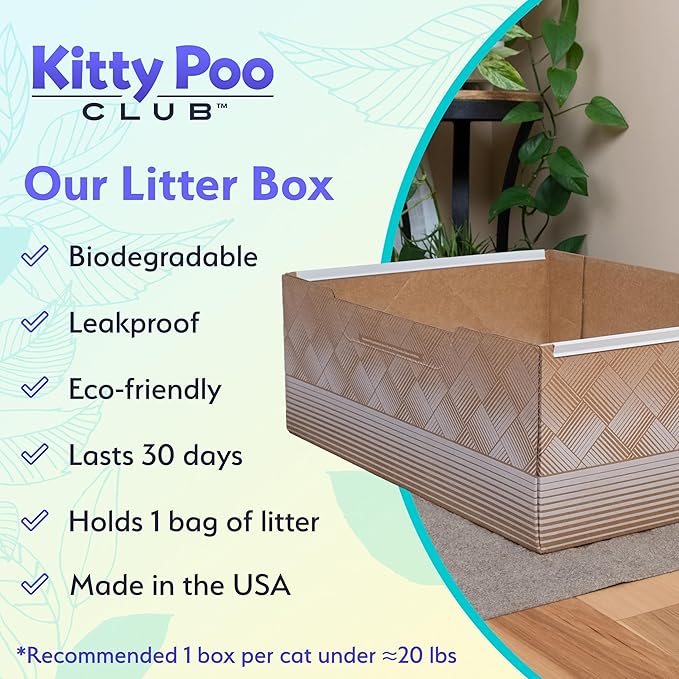Kitty Poo Club Leakproof Disposable 2-Pack Cat Litter Box with 2 Bags Silica Litter | Superior Odor Control & Recyclable Design | Perfect for Travel, Multi-Cat Homes & Daily Use