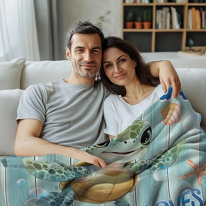 Sea Turtle Blanket 40"x50", Just A Girl Who Loves Sea Turtle Gifts for Women, Ideal Turtles Decor for Birthday Turtles Theme, Special Cute Blanket Gift