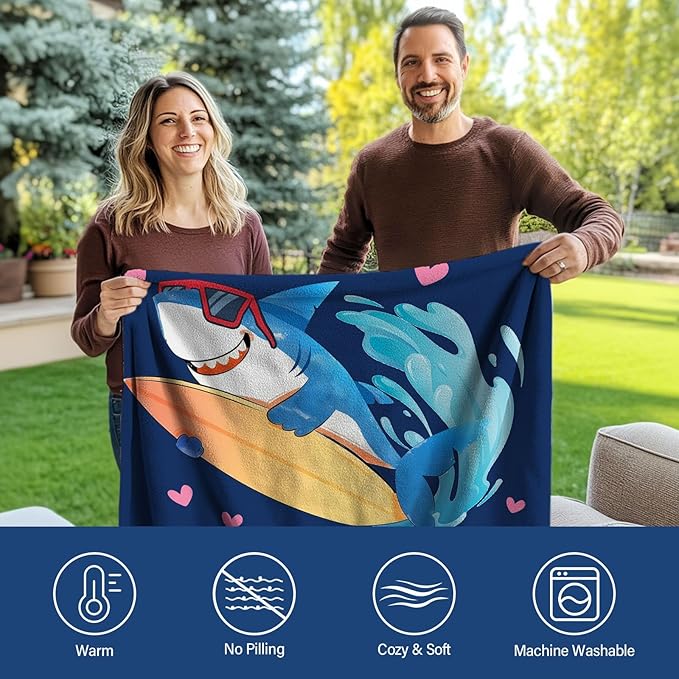 Shark Blanket 50"x60", Cozy Shark Gifts for Women Birthday Gift Ideas, Ideal Sharks Birthday Party Decorations on Sofa Counch, Blanket Gifts for Sharks Lovers