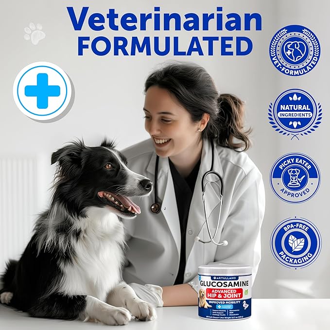 Glucosamine for Dogs - Hip and Joint Supplement for Dogs with Arthritis - Chews with Chondroitin, Hemp Oil, MSM - Canine Joint Pain Relief Health - Mobility Support for Large Breeds - 120 Soft Treats