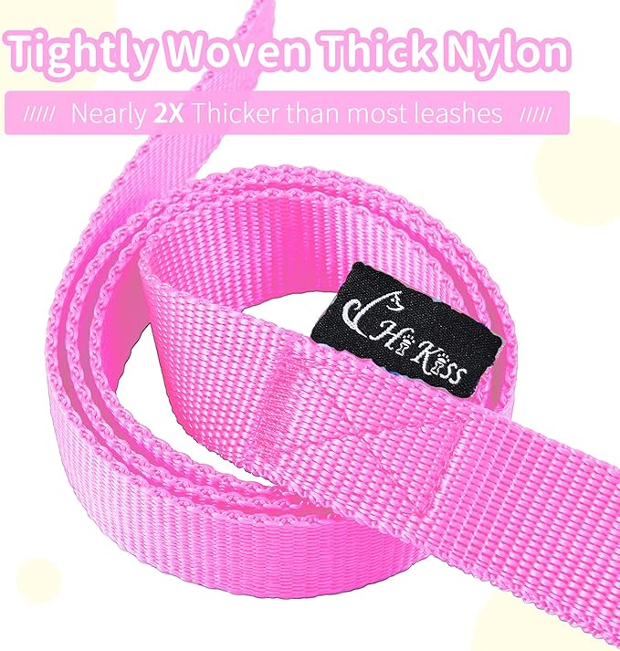 HIKISS Long Dog Leash Obedience Recall Training Agility Lead with Thickening Material for Large Dog - 15ft 20ft 30ft 50ft 100ft Training Leash(Pink 20ft)