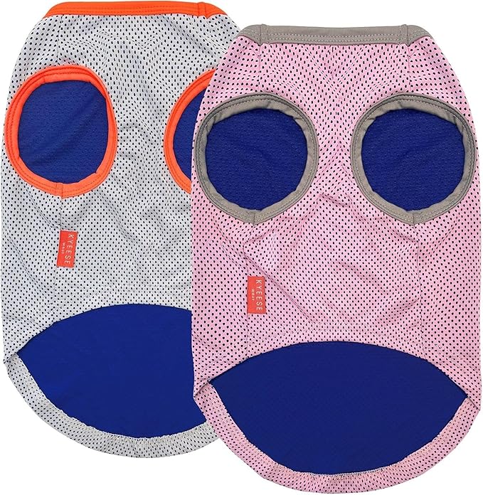 KYEESE 2 Pack Dog Cooling Shirts - Summer Dog Apparel, Lightweight for Breathable Instant Cooling Vests Soft Cooling Vest, Pink+Grey, Large