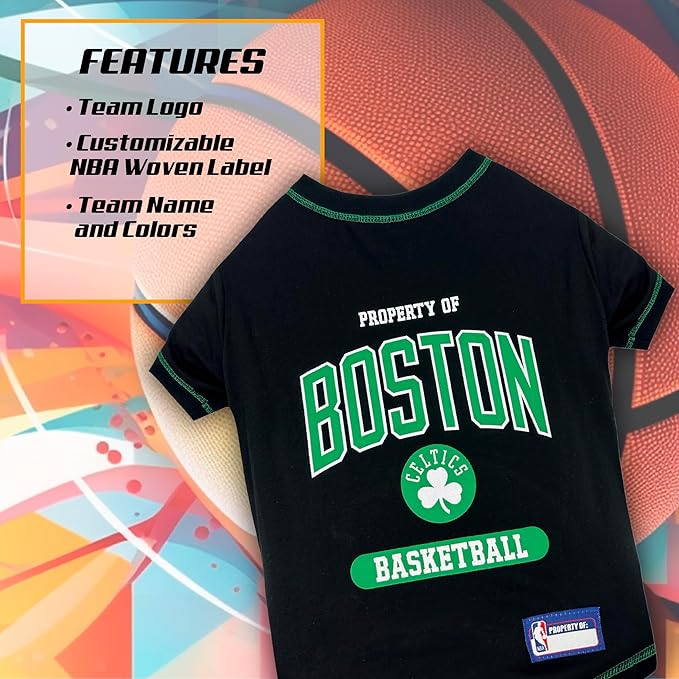 Pets First NBA Licensed Hoodies & T-shirt for Dogs & Cats, Boston Celtics, Medium