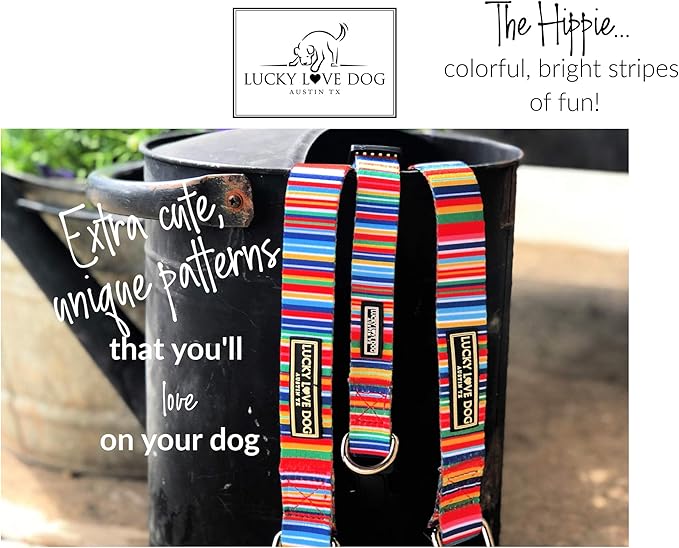 Lucky Love Dog - Adjustable Dog Collar with Easy Click Buckle for Small to Large Ones, Durable, & Comfortable for Male & Female Dogs, Pet Collar for Puppies & Adult Dogs - Hippie, Small
