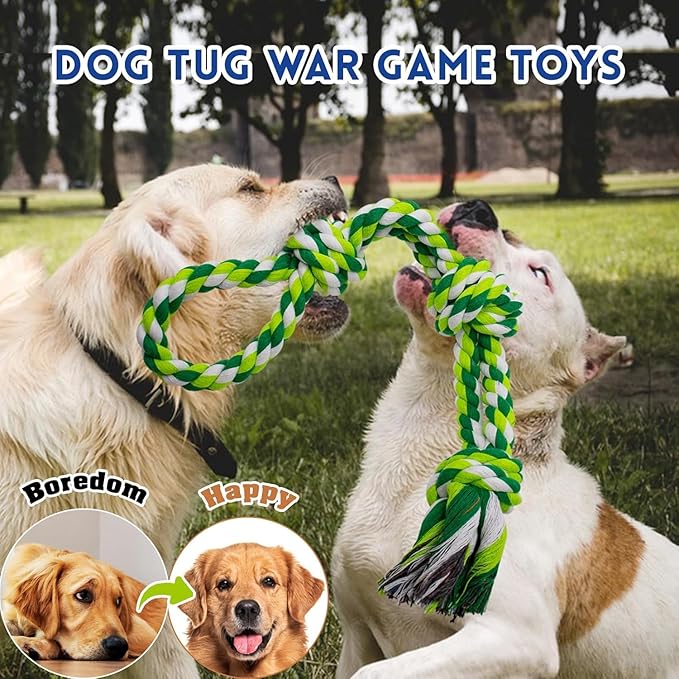 Dog Rope Toys for Large and Medium Aggressive Chewers, 3 Pack Heavy Duty Rope Toy for Large Breed, Indestructible Chew Toys, Tug of War Dog Toy, 100% Cotton Teeth Cleaning
