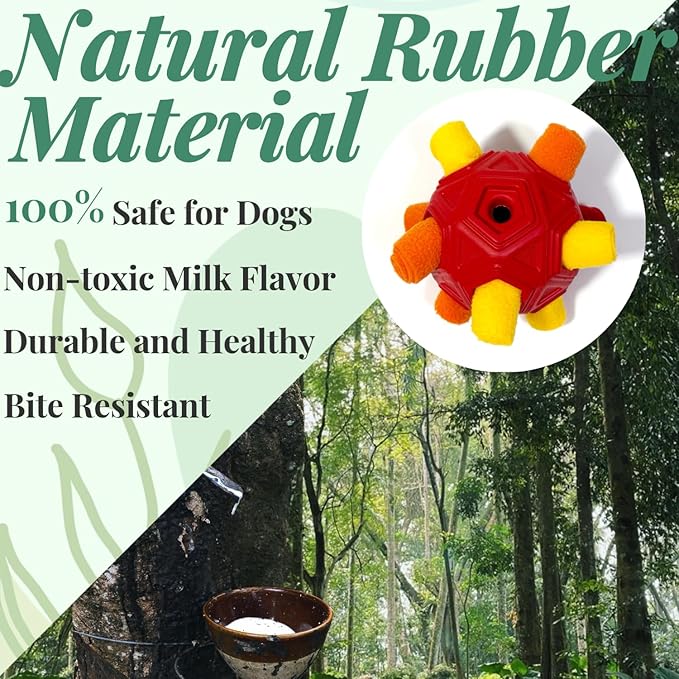 Snuffle Ball for Dog Toys Unbreakable Upgrade Ball Interactive Toy Foraging Snuffle Mat Puppy Treat Dispenser Slow Feeder Dog Puzzle Toys for Small, Medium, Large Pets (OrangeRed)
