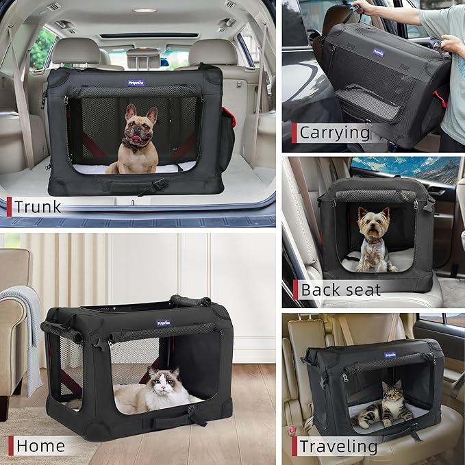Petprsco Extra Large Cat Carrier for 2 Cats Small Medium Dogs,Soft Sided Pet Carrier 24x17x17 for Car Travel with Collapsible Litter Box, Warm Blanket, Foldable Bowl and Washable Pad