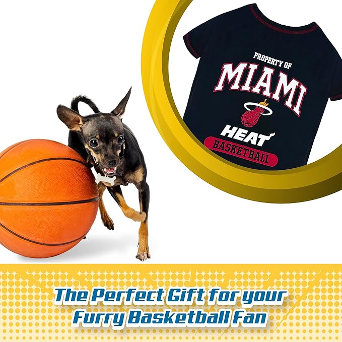 Pets First NBA Licensed Hoodies & T-shirt for Dogs & Cats, Miami Heat, X-Small