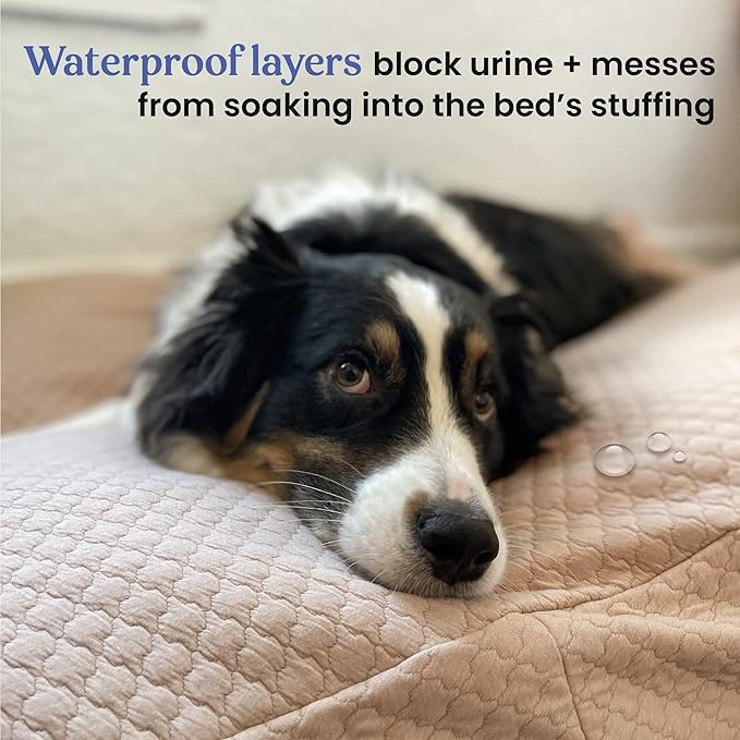 4Knines Luxury Dog Bed Cover - USA Based - Premium Durable Quilted Waterproof Heavy Duty Material - Medium - Tan