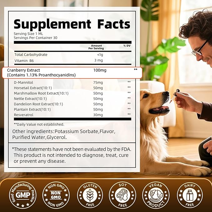 (2 Pack) Poppaw Dog UTI Treatment & Urinary Tract Support – Natural Herbal Drops with High Cranberry Extract, Vitamin B6 for Urine pH Balance, Bladder & Kidney Function, Chicken Flavor, 2 OZ