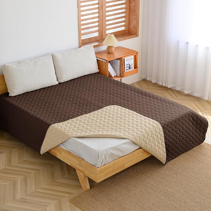 100% Double-Sided Waterproof Dog Bed Set Sofa Furniture Kid's Cat/Dog Blanket Sofa Pet Mattress, Dog Blanket for Couch Protection,Double-Sided (110"x90"(1 Per Pack), Coffee/Beige)