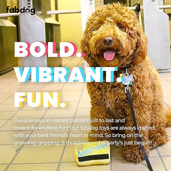 fabdog Dog Plush Toys - Fun Squeaky Puppy Toys - New York Metro Card Tribute Makes for Awesome Gift - Dog Toys That Puppies Love | NYC Metro Card Small Plush Dog Toy | Officially Licensed by The MTA