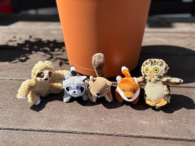 Hide and Seek Dog Toy, Stuffed Animal Tree House, Burrow Dog Toy, Squeaky Hide and Seek. (5 Pack - Squirrel, Fox, Sloth, Raccoon, Owl, Replacement Animals)