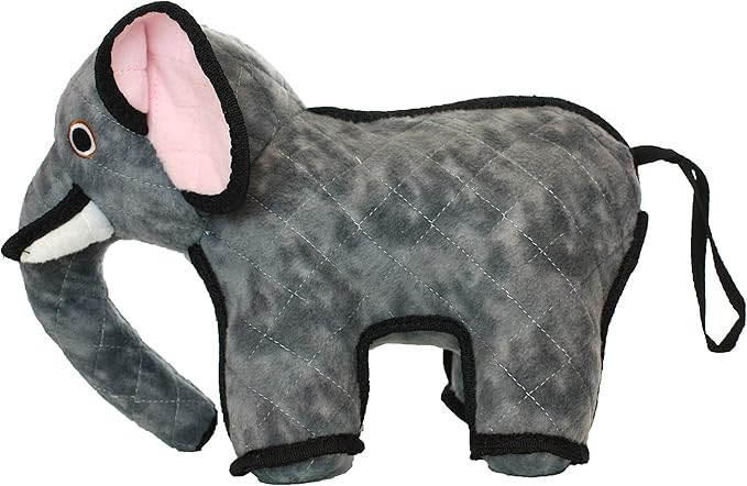 TUFFY - World's Tuffest Soft Dog Toy- Zoo Elephant -Multiple Layers. Made Durable, Strong & Tough. Interactive Play (Tug, Toss & Fetch). Machine Washable & Floats. (Regular 2 Pack)