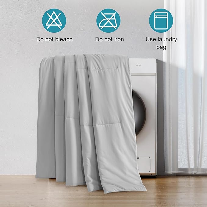 NTBAY Cooling Comforter King - Japanese Double-Sided Cold Tech Fabric Cooling Blanket for Hot Sleepers, Q-Max 0.45, All-Season Lightweight Blanket to Quickly Cool Down, 104x90 Inches, Light Grey