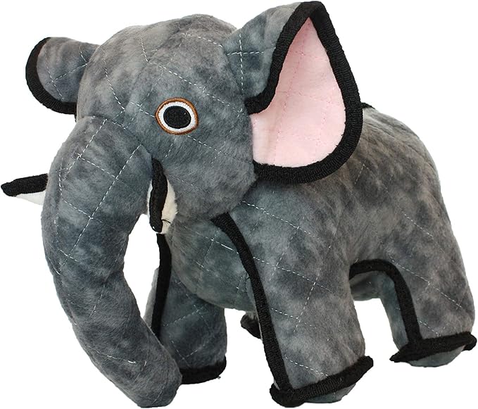 TUFFY - World's Tuffest Soft Dog Toy- Zoo Elephant -Multiple Layers. Made Durable, Strong & Tough. Interactive Play (Tug, Toss & Fetch). Machine Washable & Floats. (Regular 2 Pack)