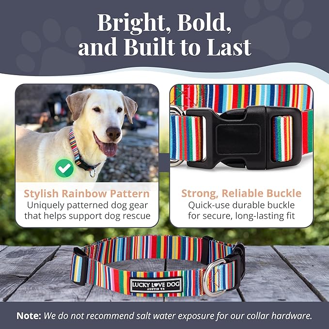 Lucky Love Dog - Adjustable Dog Collar with Easy Click Buckle for Small to Large Ones, Durable, & Comfortable for Male & Female Dogs, Pet Collar for Puppies & Adult Dogs - Hippie, Medium