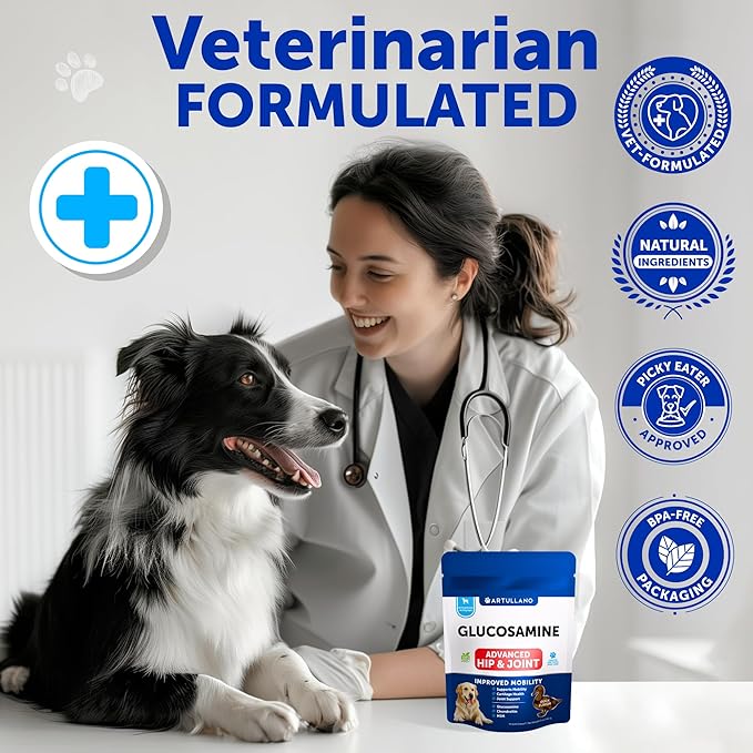 Glucosamine for Dogs - Hip and Joint Supplement for Dogs with Arthritis - Chews with Chondroitin, Hemp Oil, MSM - Canine Joint Pain Relief Health - Mobility Support for Large Breeds - 70 Soft Treats