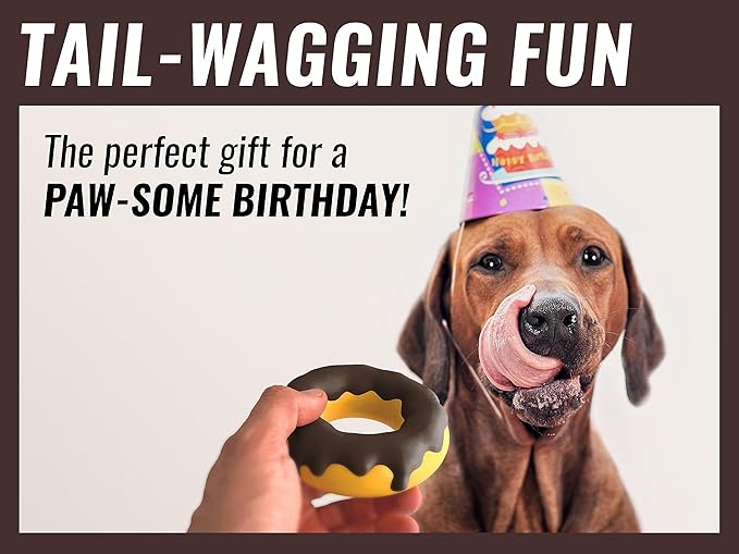 Donut Dog Toys - for Aggressive Chewers Durable Chew Toy Rubber Large Dogs & Medium Tough Heavy Duty Birthday Gift (1 x Brown)