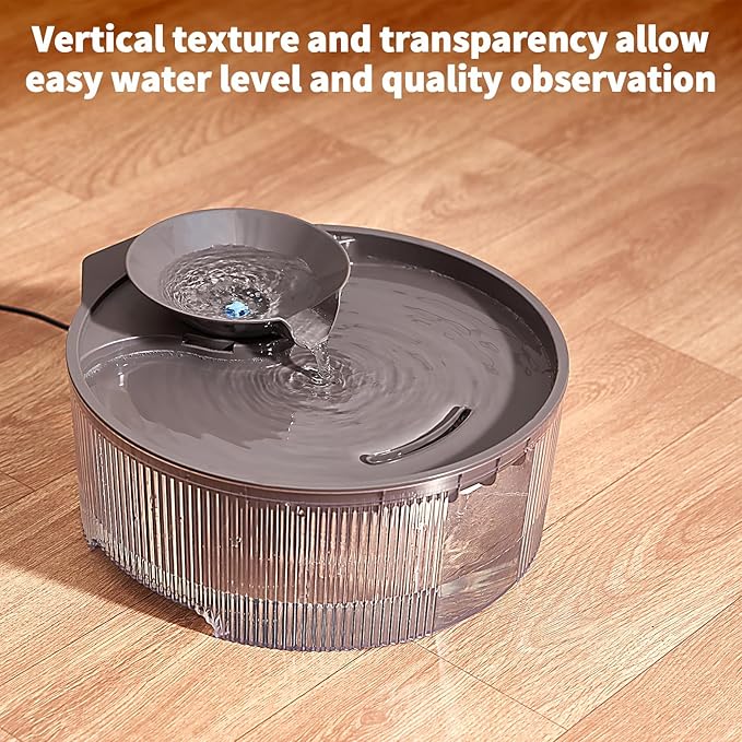 Dog Water Fountain, 5L/169oz Pet Water Fountain with Transparent Design and 3 Filters, Dog Water Bowl Dispenser with Quiet Pump, Ideal for Dogs, Cats and Multi-pet households