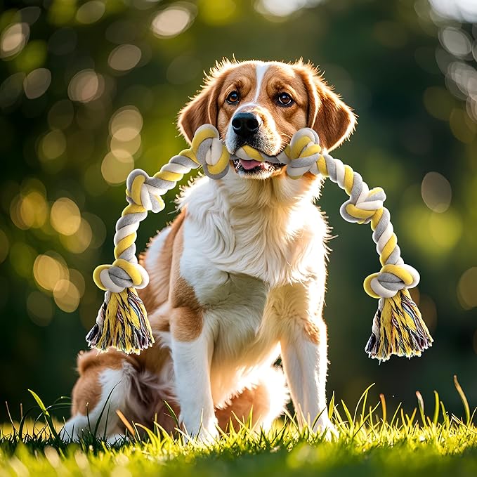 Norvy XXL 6-Knot Dog Rope Toy for Large Dogs Aggressive Chewers 40in Long Heavy Duty Rope Toy Almost Indestructible Dog Tug Toy Puppy Cotton