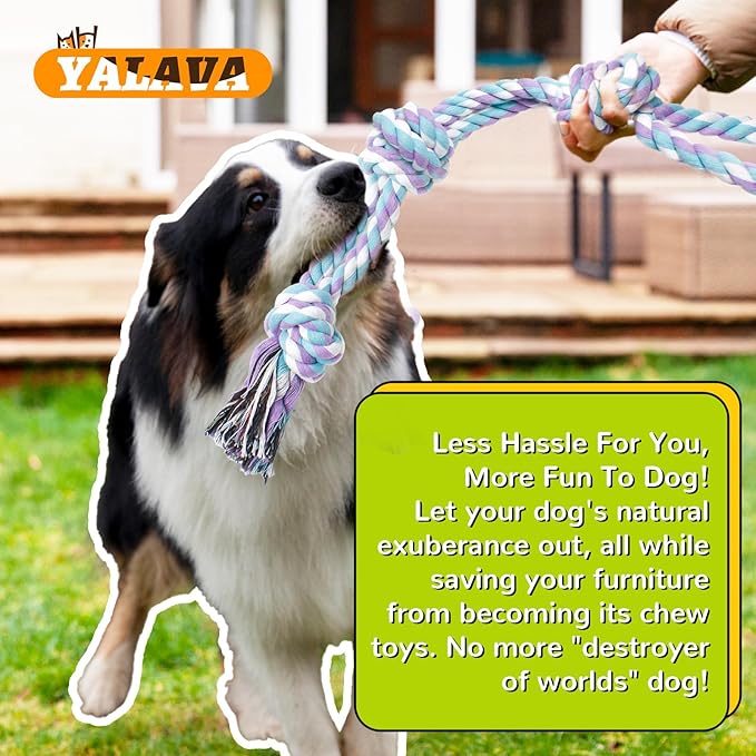 2 Pack Dog Rope Toy for Aggressive Chewers, 20 Inch Heavy Duty Chew Toys for Teeth Cleaning, Cotton Rope Dog Tug Toy for Medium to Large Breed