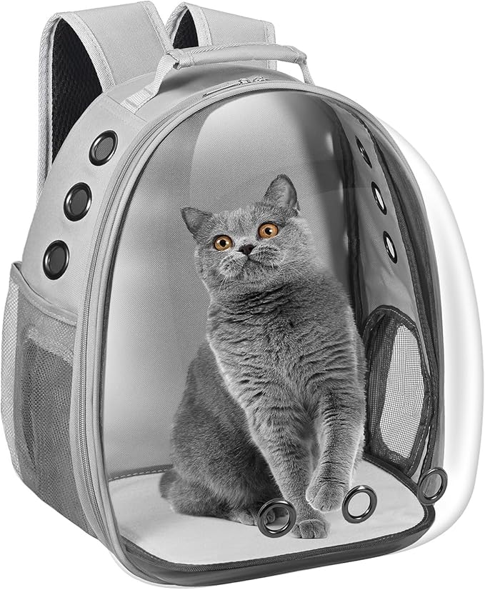 Cat Carrier Backpack, Pet Carrier Backpack Front Pack for Small Medium Cat Puppy Dog Carrier Backpack Bag Space Capsule, Airline-Approved Pet Carrier for Travel Hiking Walking Camping (Grey)
