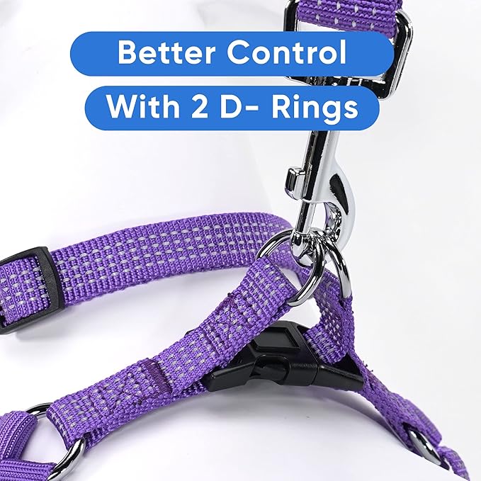 Pawtitas Medium Dog Harness - Purple, Adjustable, Reflective Step-in Harness for Senior Dogs to Puppies