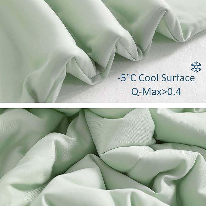 NTBAY Cooling Comforter Queen - Japanese Double-Sided Cold Tech Fabric Cooling Blanket for Hot Sleepers, Q-Max 0.45, All-Season Lightweight Blanket to Quickly Cool Down, 90x90 Inches, Mint Green