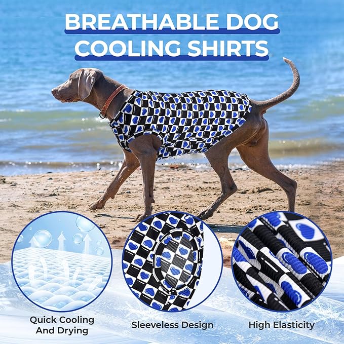 Dog Cooling Vest, Quick Dry Dog Summer Clothes Pet Vest Puppy Shirts, Sleeveless Dogs Cooling T-Shirts for Small Medium Large(Red Heart+Blue Heart, XL)