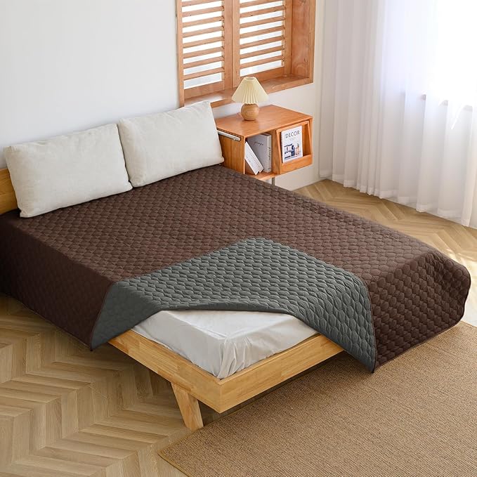 100% Double-Sided Waterproof Dog Bed Set Sofa Furniture Kid's Cat/Dog Blanket Sofa Pet Mattress, Dog Blanket for Couch Protection,Double-Sided (52"x82"(1 Per Pack), Coffee/Dark Grey)