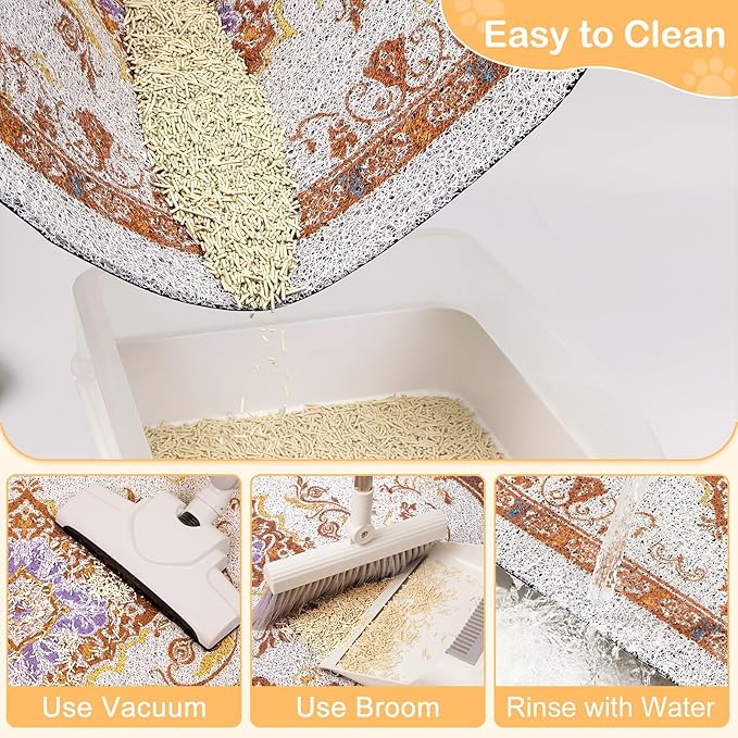 Bienbee Cat Litter Mat, 40" x 30" Jumbo Size Litter Box Mat Rug with Non-Slip Bottom, Easy to Clean Cat Supplies Accessories Essentials for Indoor Kitty Kitten Floor,Brown XL